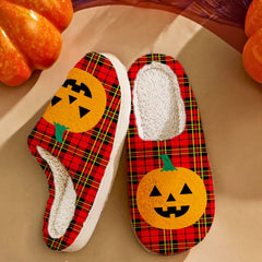 Clan Brodie Modern Tartan Halloween Pumpkin Slippers, Fluffy Spooky Slippers WG48 Brodie Modern Tartan Tartan Halloween   