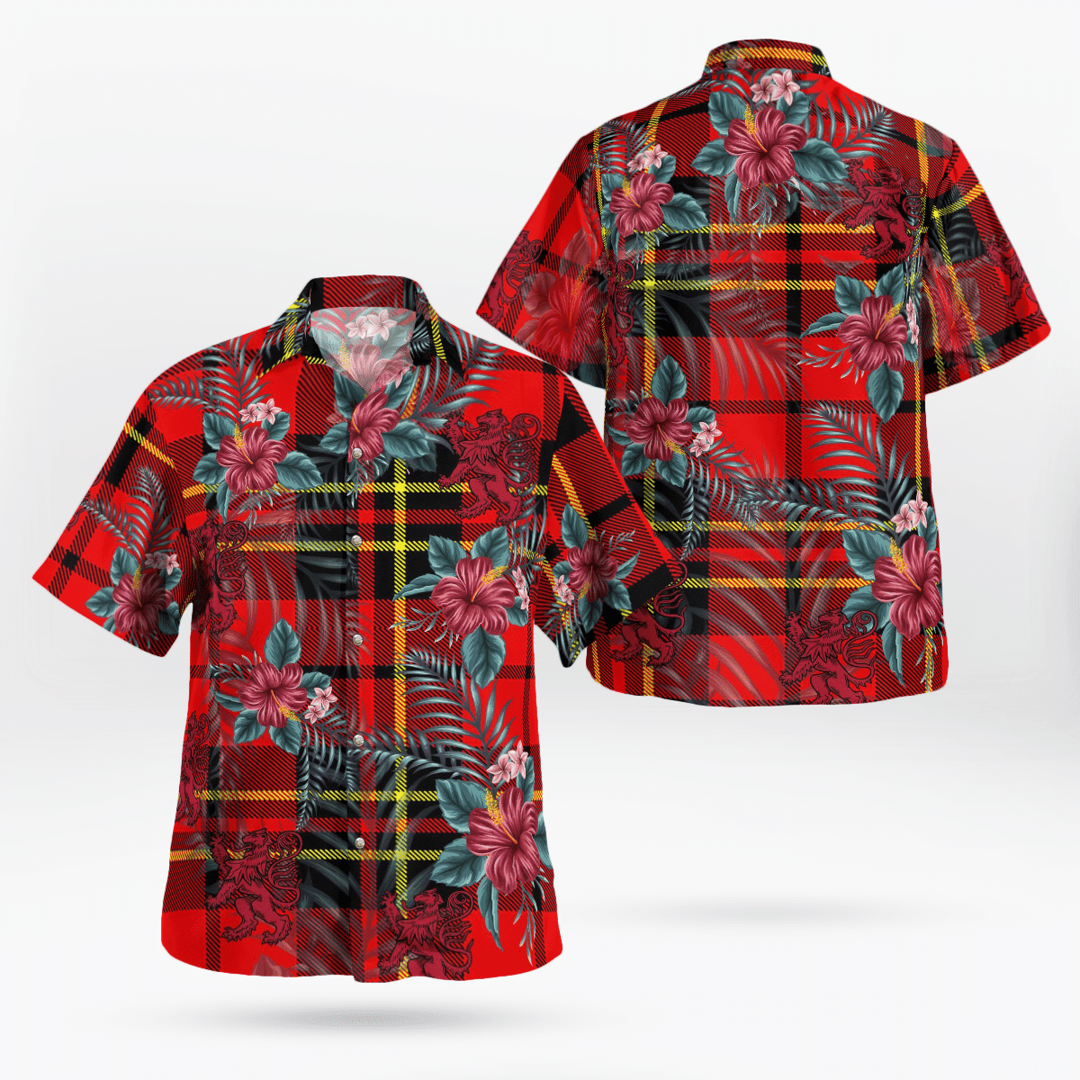 Clan Brodie Modern Tartan Scottish Lion Hawaiian Shirt PH89 Brodie Modern Tartan Tartan Hawaii Shirt   