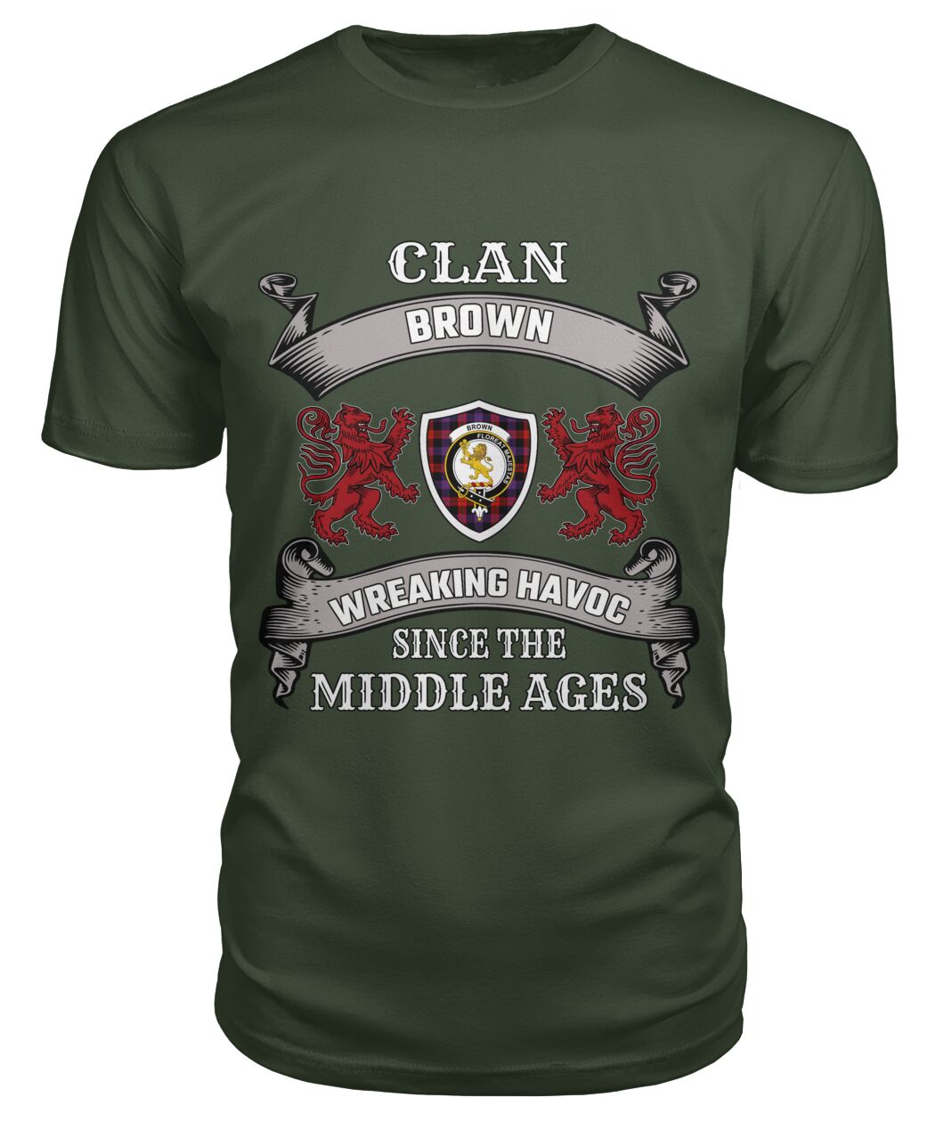 Clan Brown Family Tartan 2D T-ShirtCR65 Brown Tartan 2D T-Shirt Tartan T-Shirt City Green S Brown Tartan 2D T-Shirt