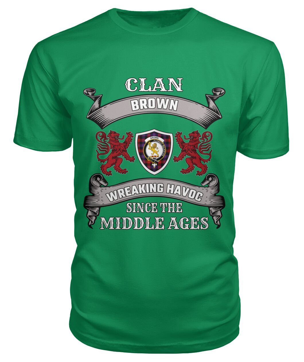 Clan Brown Family Tartan 2D T-ShirtCR65 Brown Tartan 2D T-Shirt Tartan T-Shirt Green Apple S Brown Tartan 2D T-Shirt