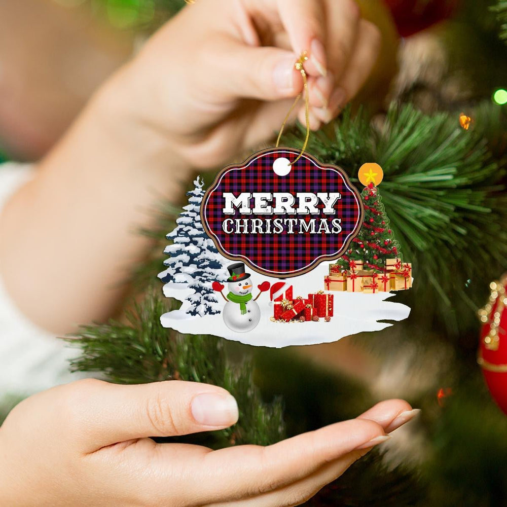Clan Brown Modern "Merry Christmas" Tartan Acrylic Ornament RR11 Brown Modern Tartan Tartan Christmas   