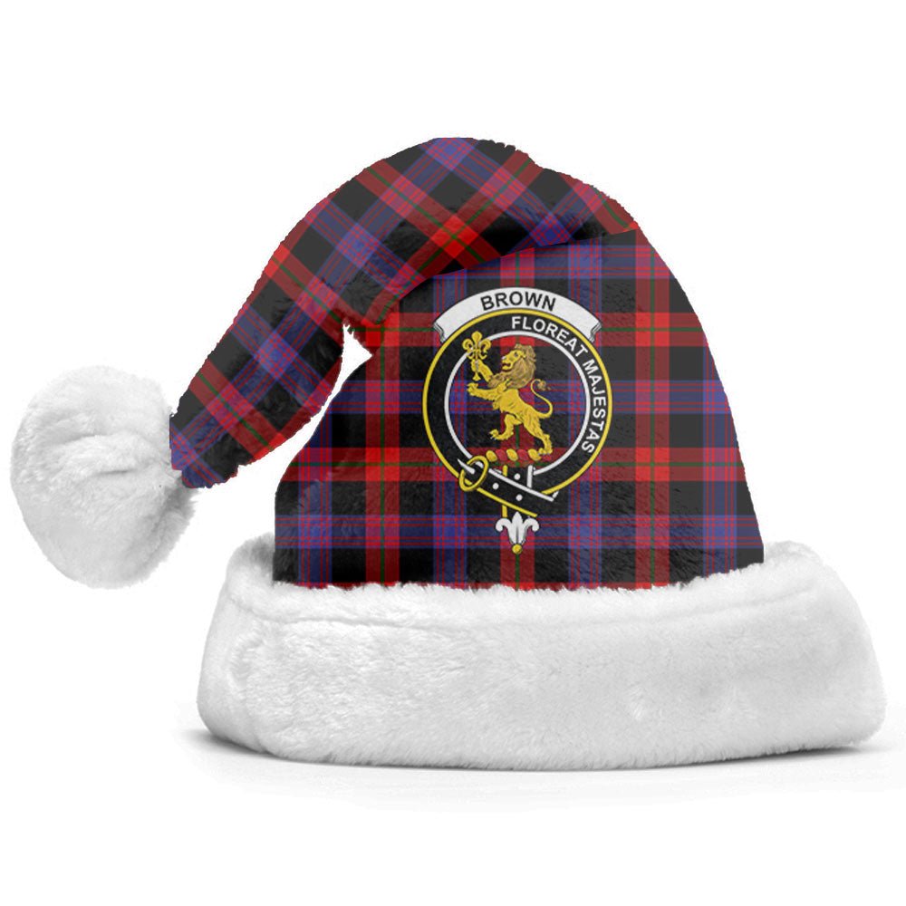 Clan Brown Modern Tartan Crest Christmas Santa Hat LK79 Brown Modern Tartan Tartan Santa Hat   
