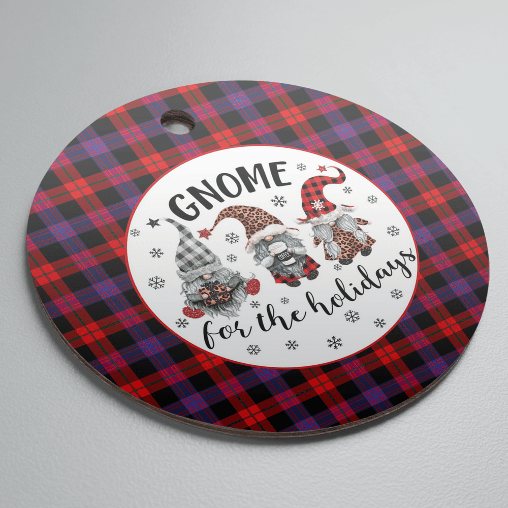 Clan Brown Modern Tartan Gnome Round Ceramic Ornament QB39 Brown Modern Tartan Tartan Christmas   