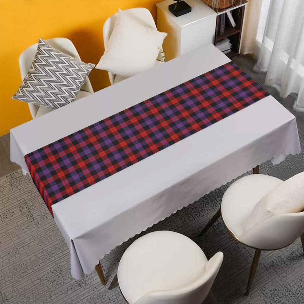 Clan Brown Modern Tartan Table Runner Cotton OD68 Brown Modern Tartan Tartan Table Runner   
