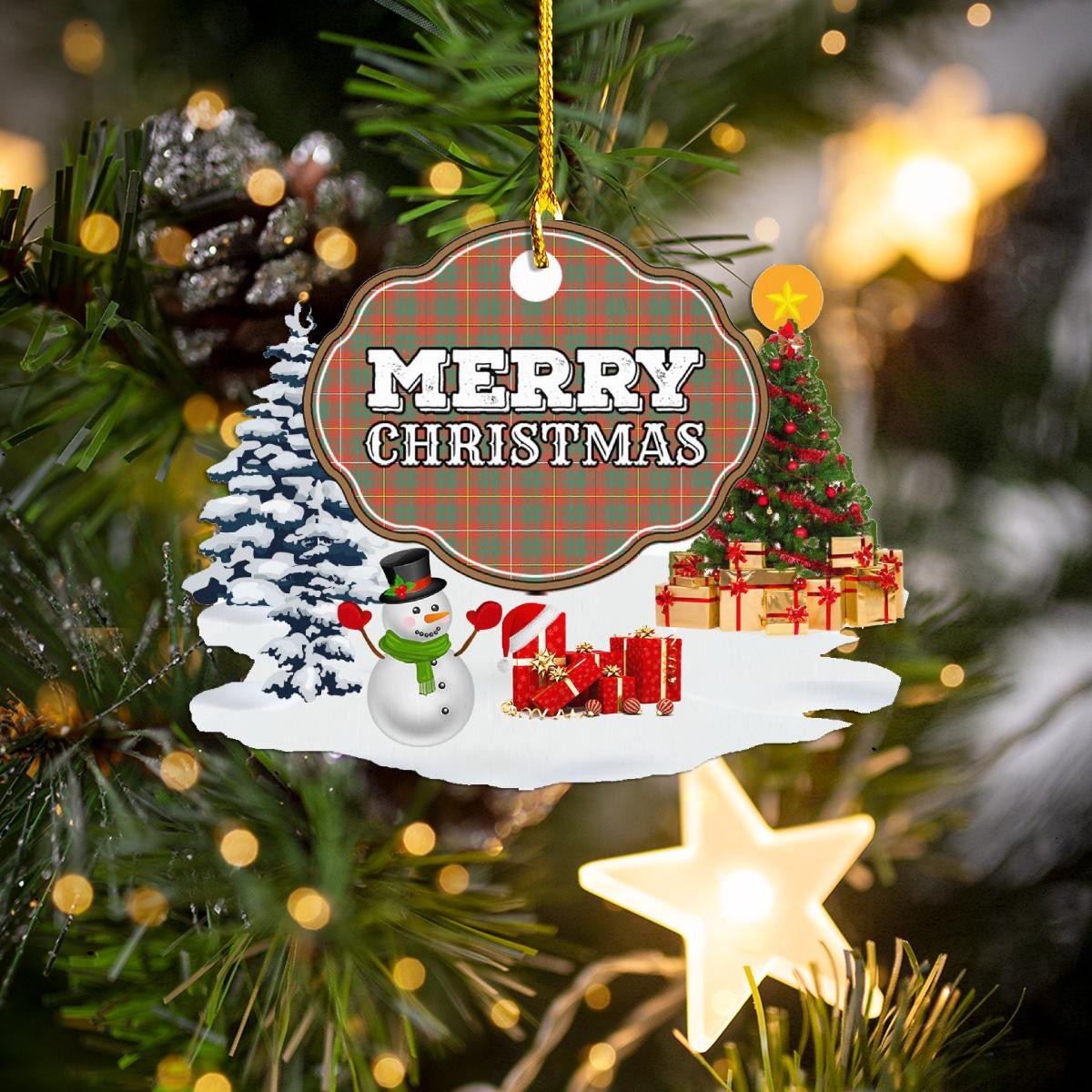 Clan Bruce Ancient "Merry Christmas" Tartan Acrylic Ornament GH13 Bruce Ancient Tartan Tartan Christmas   