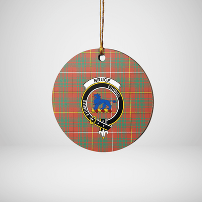 Clan Bruce Ancient Tartan Crest Round Ceramic Ornament