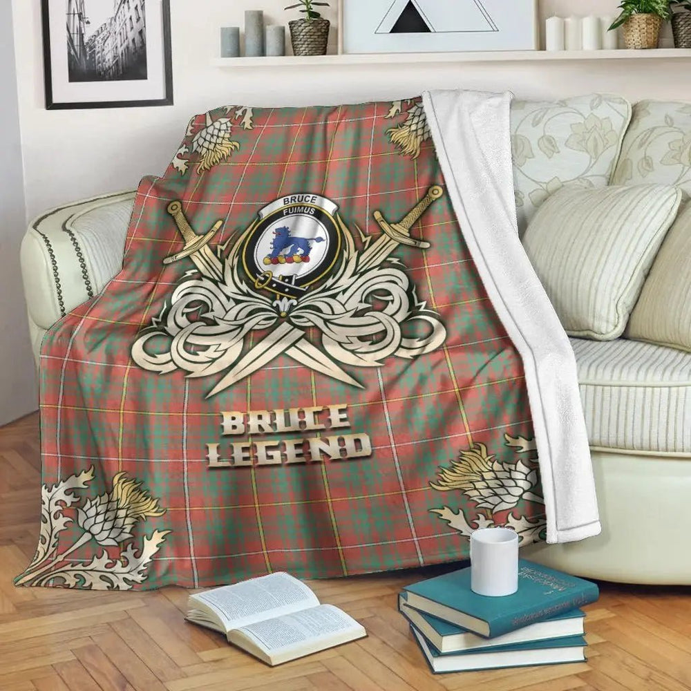 Clan Bruce Ancient Tartan Gold Courage Symbol Blanket SX25 Clan Bruce Tartan Today   