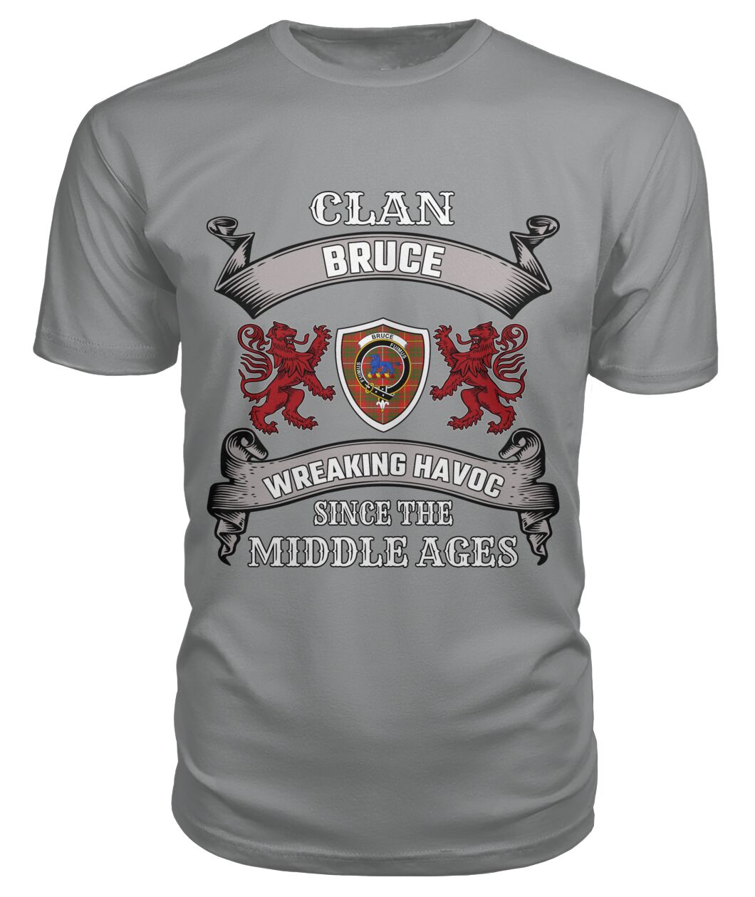 Clan Bruce Family Tartan 2D T-shirt OT77 Bruce Tartan Clan Tartan T-Shirt Storm Grey S Bruce Tartan Clan
