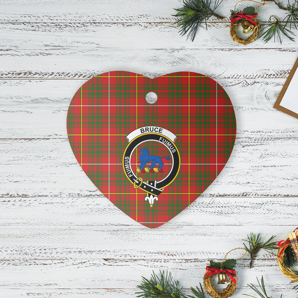 Clan Bruce Modern Tartan Crest Heart Ceramic Ornament RS24 Bruce Modern Tartan Tartan Christmas   