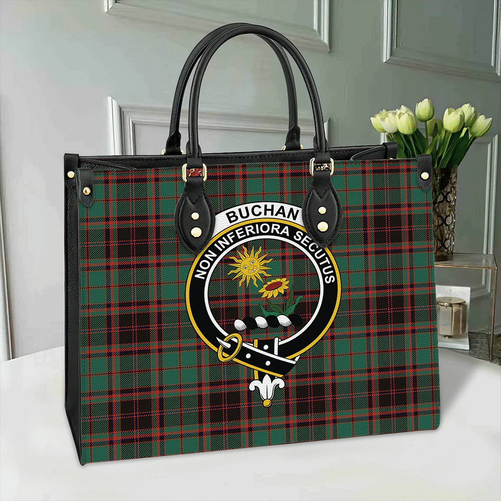 Clan Buchan Ancient Tartan Crest Leather Bag GY21 Clan Buchan Tartan Today   