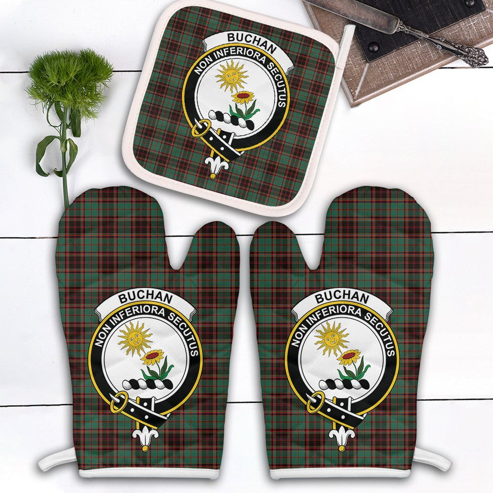 Clan Buchan Ancient Tartan Crest Oven Mitt And Pot Holder (2 Oven Mitts + 1 Pot Holder) WE66 Clan Buchan Tartan Today   