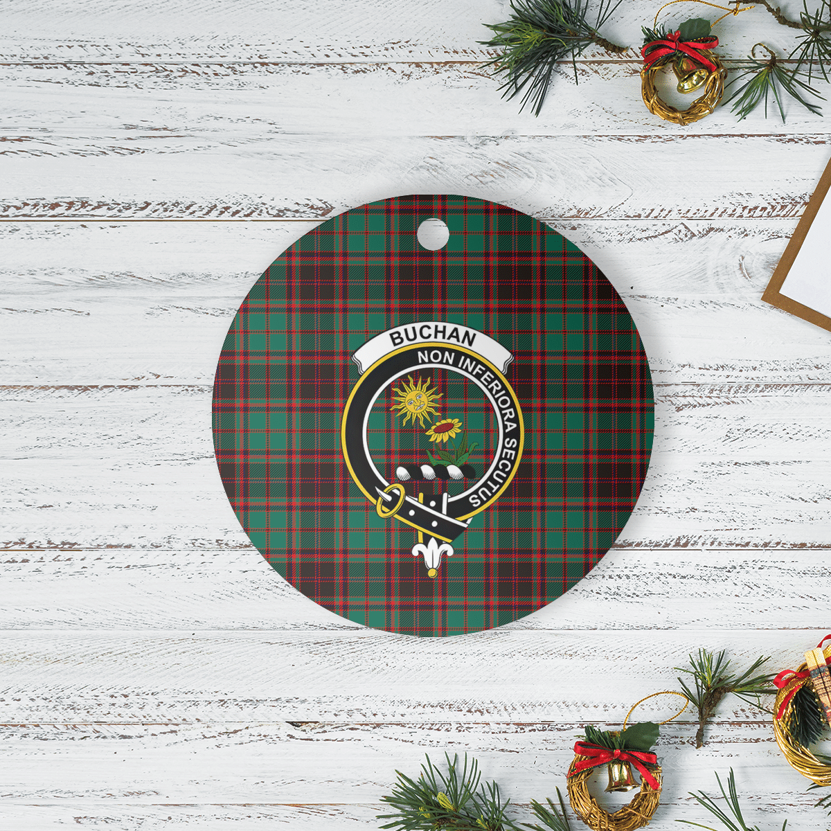 Clan Buchan Ancient Tartan Crest Round Ceramic Ornament OX99 Buchan Ancient Tartan Tartan Christmas   