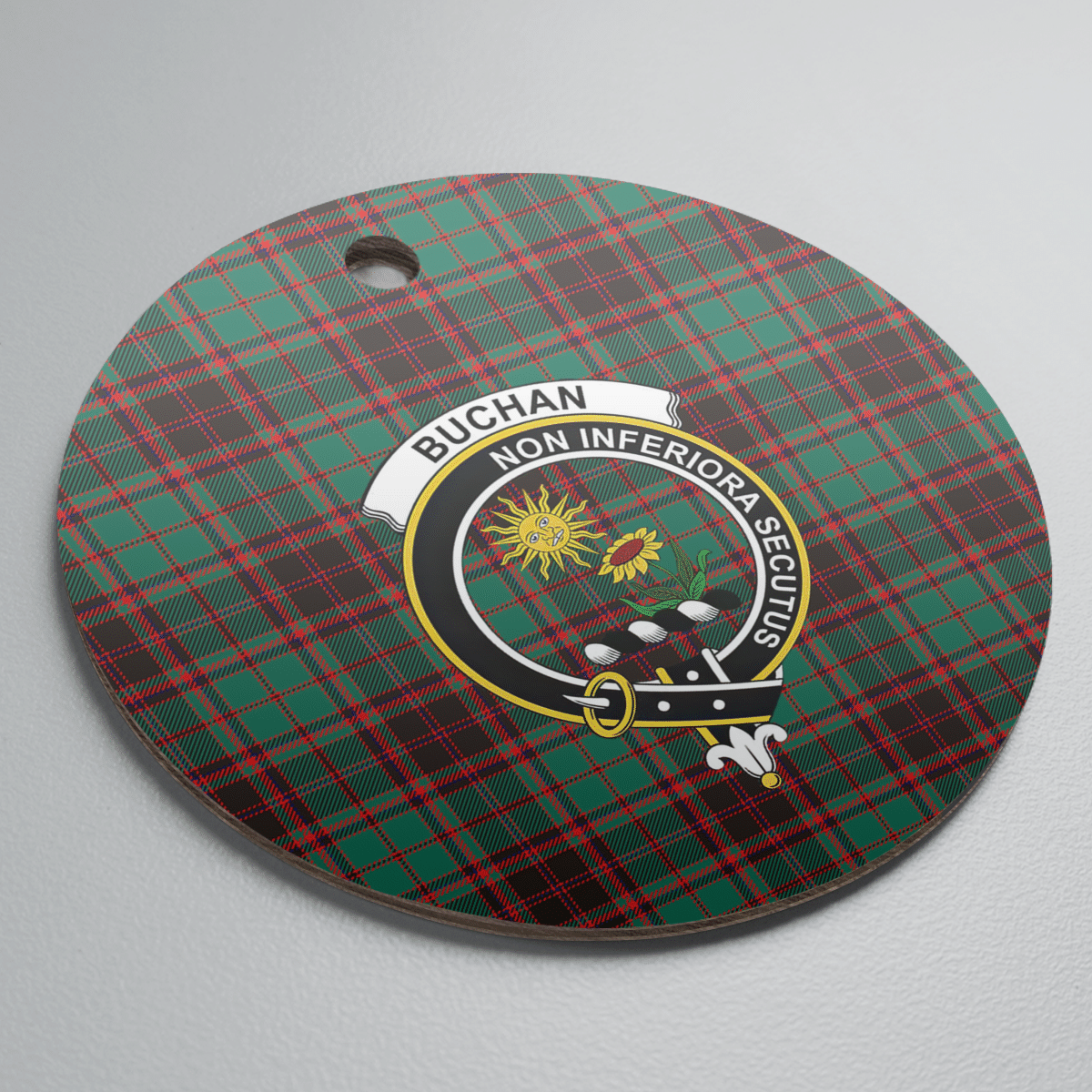 Clan Buchan Ancient Tartan Crest Round Ceramic Ornament OX99 Buchan Ancient Tartan Tartan Christmas   
