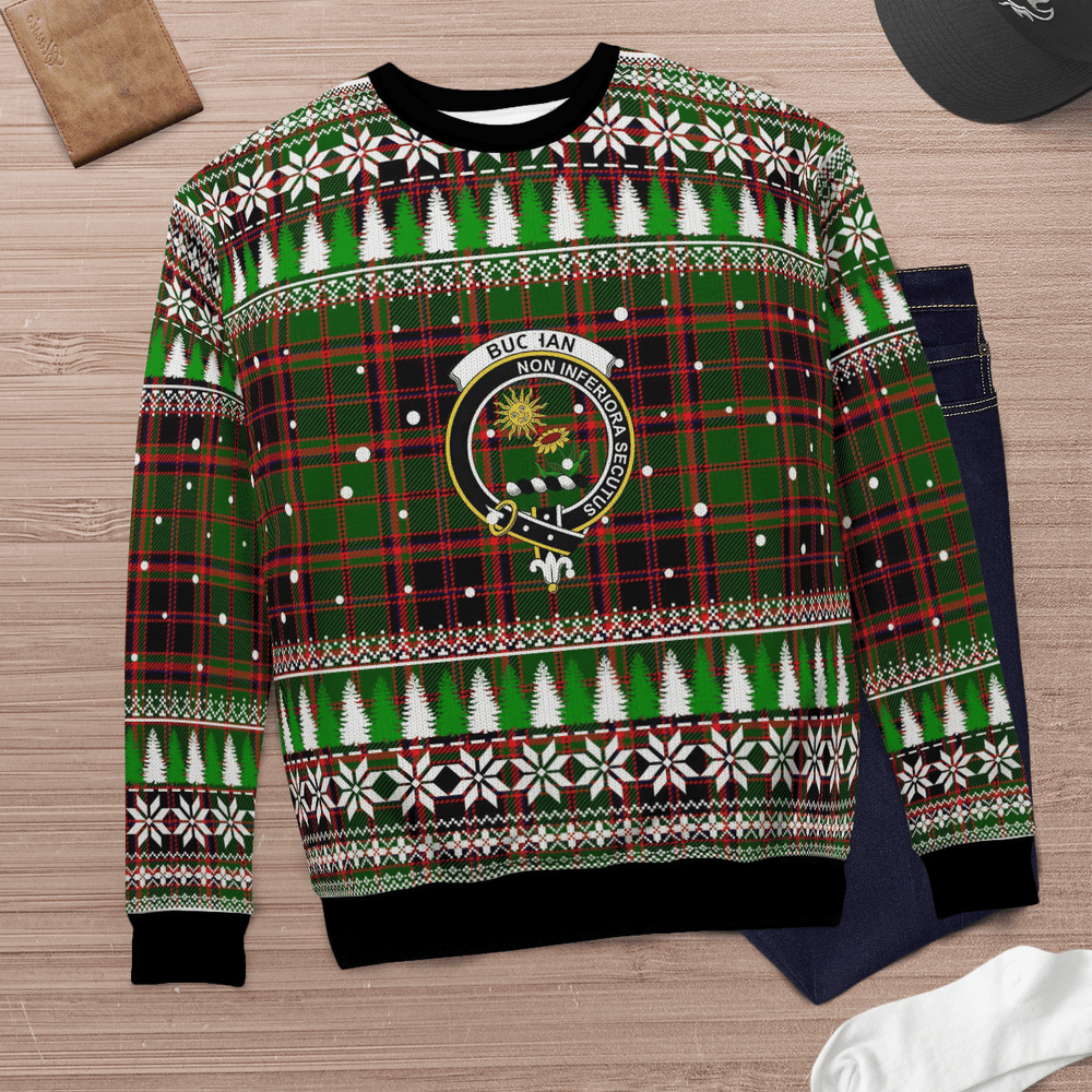 Clan Buchan Modern Crest Tartan Christmas Ugly Sweater RX42 Buchan Modern Crest Tartan Tartan Ugly Sweater   