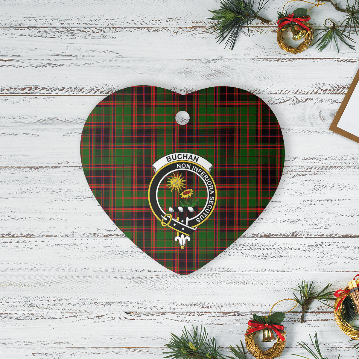 Clan Buchan Modern Tartan Crest Heart Ceramic Ornament YD28 Buchan Modern Tartan Tartan Christmas   