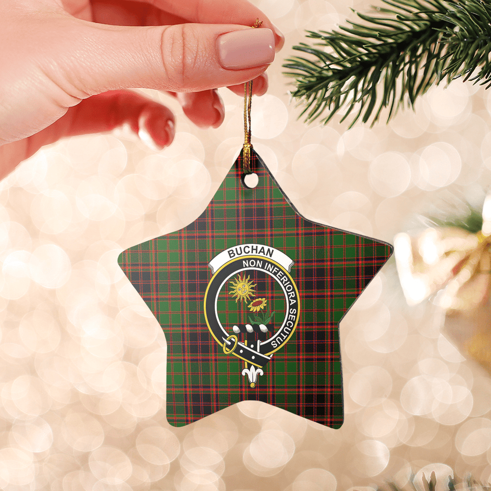 Clan Buchan Modern Tartan Crest Star Ceramic Ornament YB59 Buchan Modern Tartan Tartan Christmas   