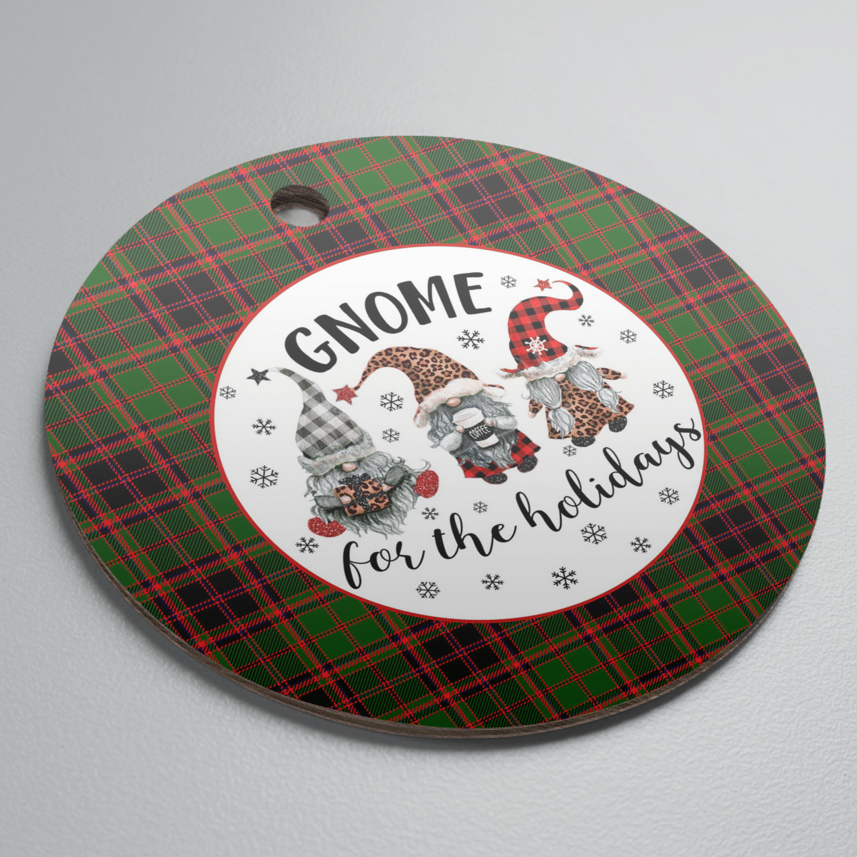 Clan Buchan Modern Tartan Gnome Round Ceramic Ornament KW10 Buchan Modern Tartan Tartan Christmas   