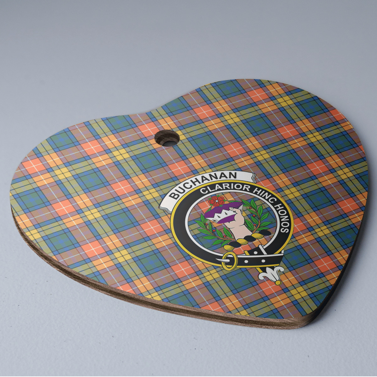 Clan Buchanan Ancient Tartan Crest Heart Ceramic Ornament IR43 Buchanan Ancient Tartan Tartan Christmas   