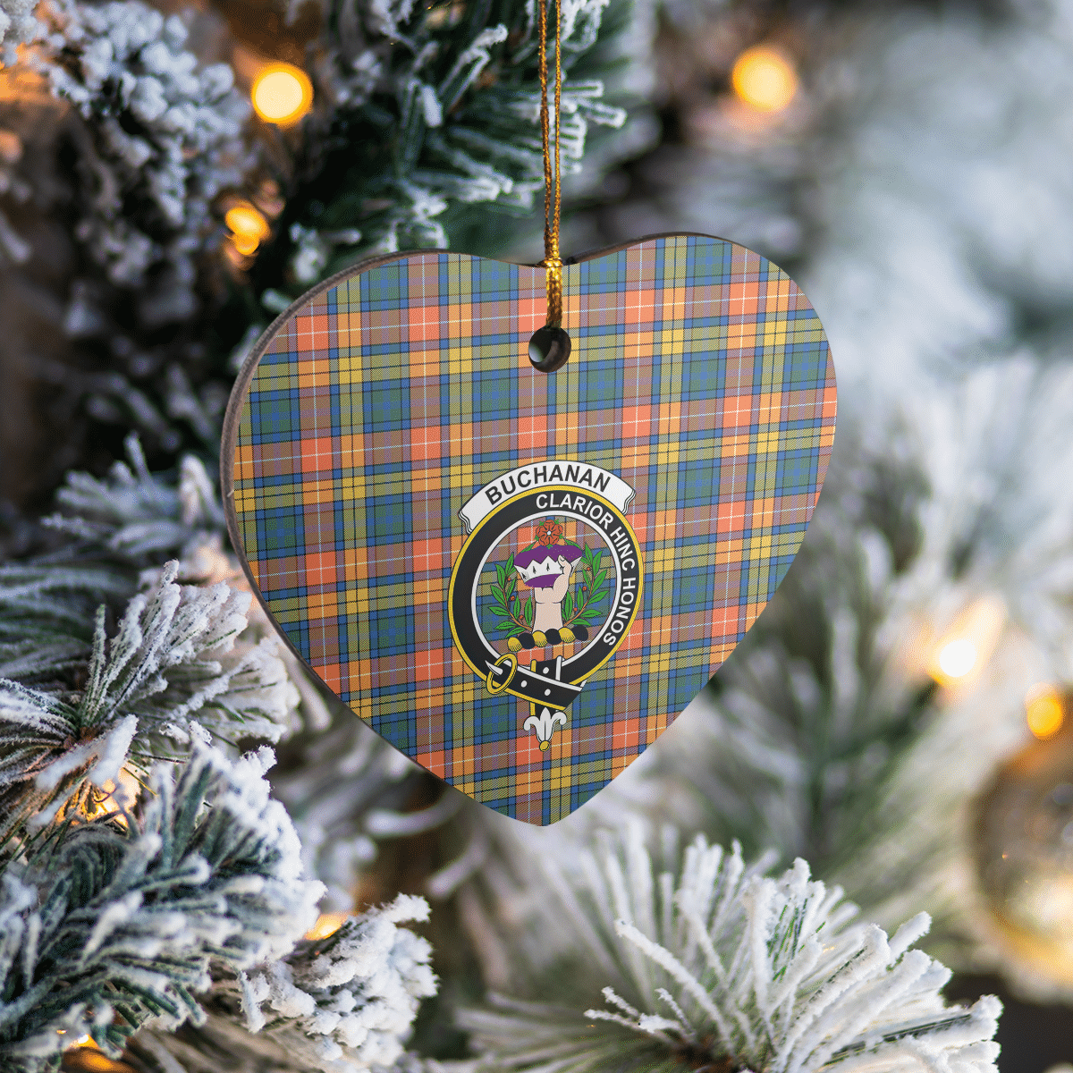 Clan Buchanan Ancient Tartan Crest Heart Ceramic Ornament IR43 Buchanan Ancient Tartan Tartan Christmas   