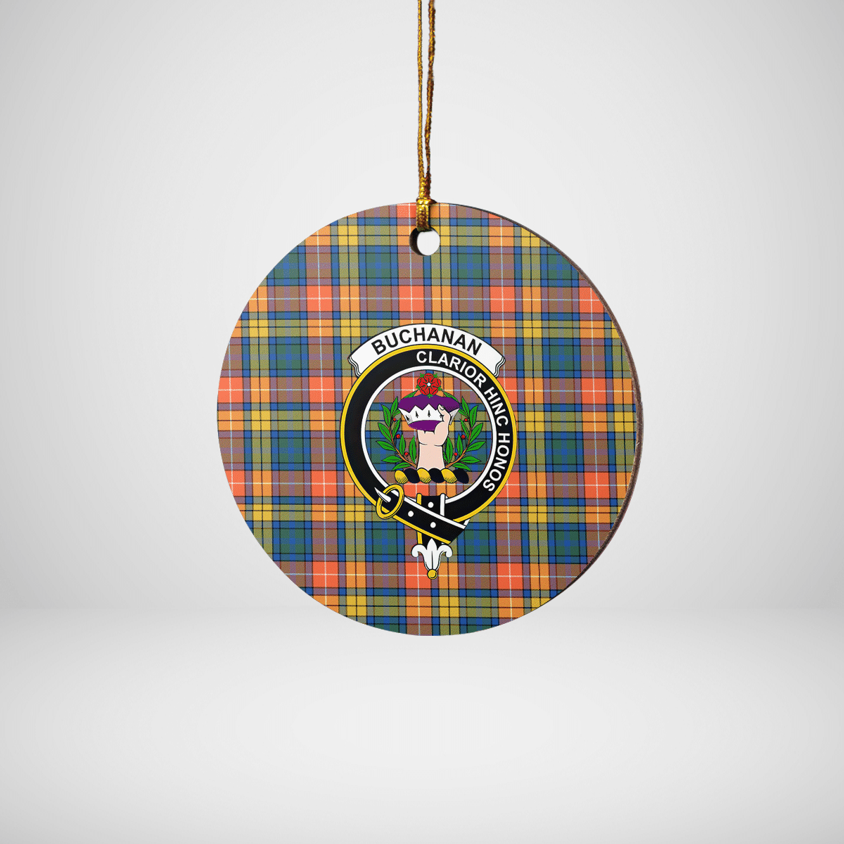 Clan Buchanan Ancient Tartan Crest Round Ceramic Ornament AB61 Buchanan Ancient Tartan Tartan Christmas   