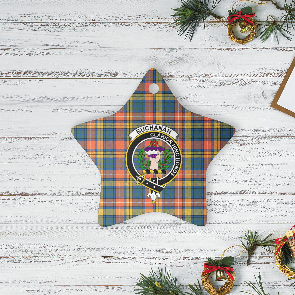 Clan Buchanan Ancient Tartan Crest Star Ceramic Ornament MY38 Buchanan Ancient Tartan Tartan Christmas   