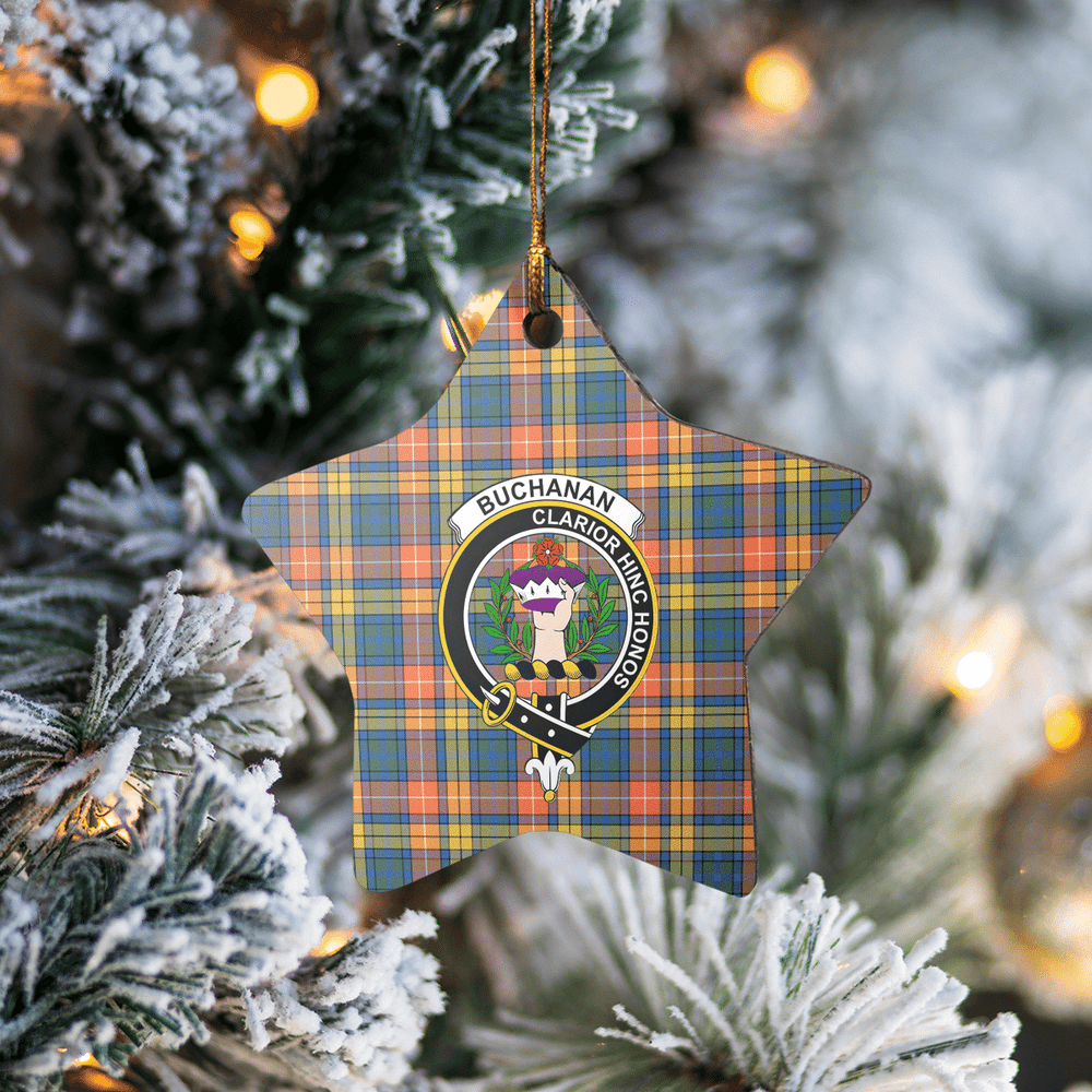 Clan Buchanan Ancient Tartan Crest Star Ceramic Ornament MY38 Buchanan Ancient Tartan Tartan Christmas   