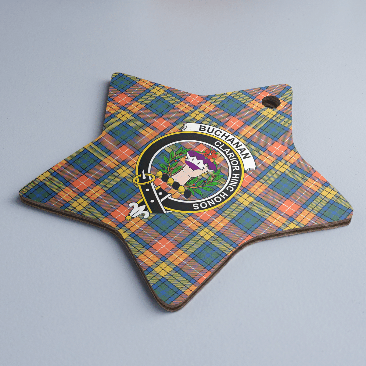 Clan Buchanan Ancient Tartan Crest Star Ceramic Ornament MY38 Buchanan Ancient Tartan Tartan Christmas   