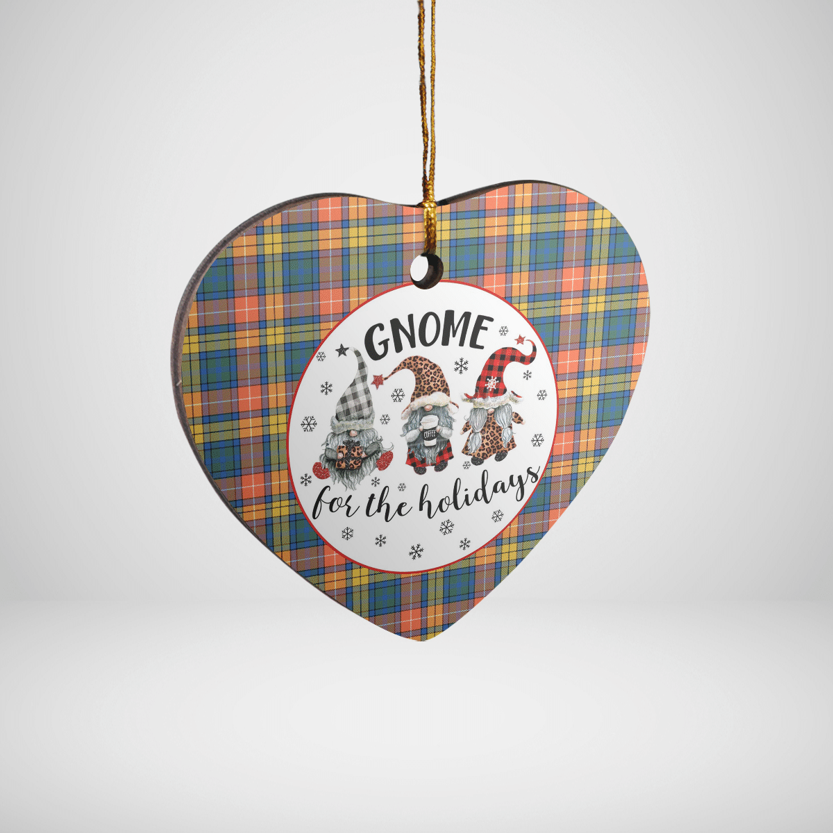 Clan Buchanan Ancient Tartan Gnome Heart Ceramic Ornament PB16 Buchanan Ancient Tartan Gnome Tartan Christmas   