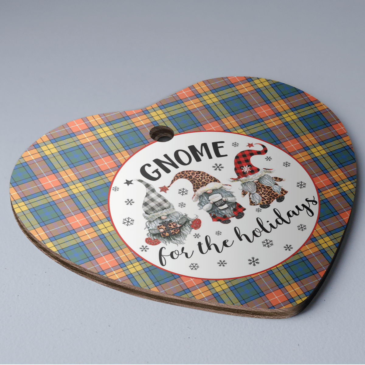 Clan Buchanan Ancient Tartan Gnome Heart Ceramic Ornament PB16 Buchanan Ancient Tartan Gnome Tartan Christmas   