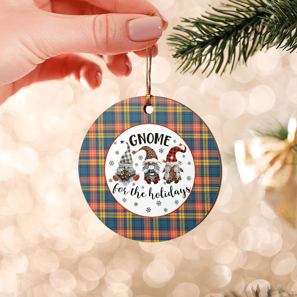 Clan Buchanan Ancient Tartan Gnome Round Ceramic Ornament OI85 Buchanan Ancient Tartan Tartan Christmas   