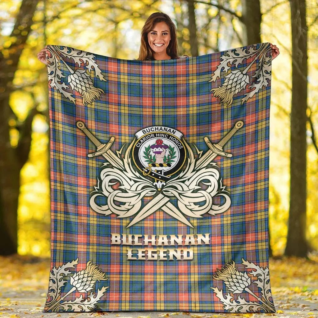 Clan Buchanan Ancient Tartan Gold Courage Symbol Blanket SP84 Clan Buchanan Tartan Today   