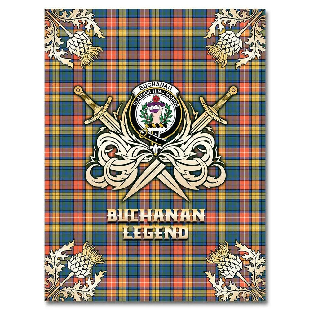 Clan Buchanan Ancient Tartan Gold Courage Symbol Blanket XM55 Clan Buchanan Tartan Today   