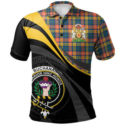 Clan Buchanan Ancient Tartan Polo Shirt - Royal Coat Of Arms Style