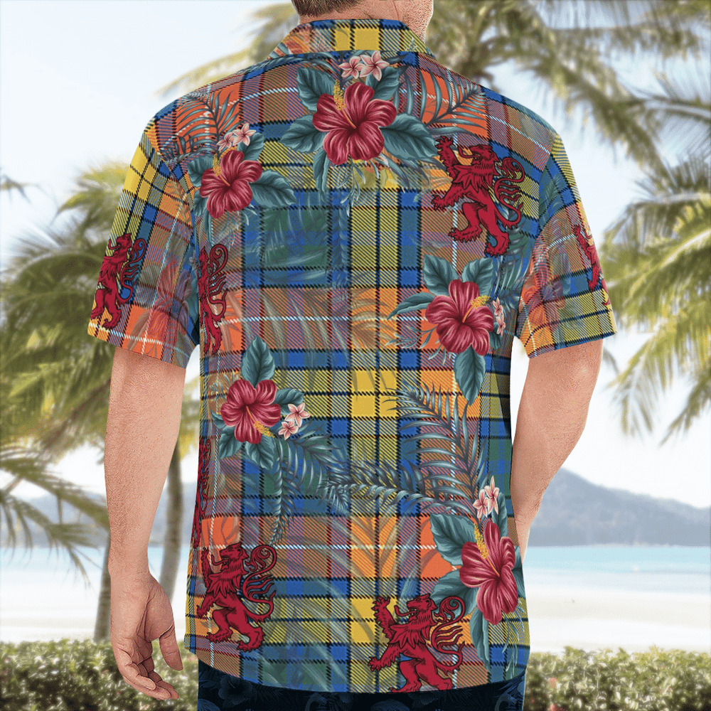 Clan Buchanan Ancient Tartan Scottish Lion Hawaiian Shirt XE35 Buchanan Ancient Tartan Tartan Hawaii Shirt   