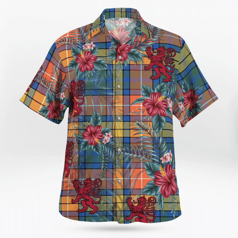 Clan Buchanan Ancient Tartan Scottish Lion Hawaiian Shirt XE35 Buchanan Ancient Tartan Tartan Hawaii Shirt   