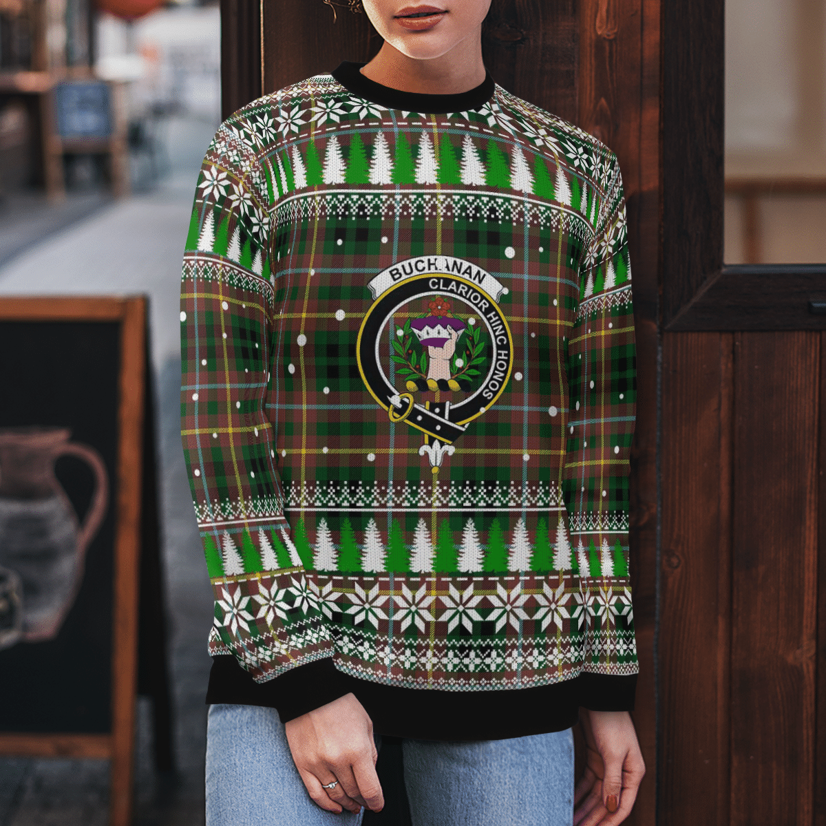 Clan Buchanan Hunting Crest Tartan Christmas Ugly Sweater RX58 Buchanan Hunting Crest Tartan Tartan Ugly Sweater   