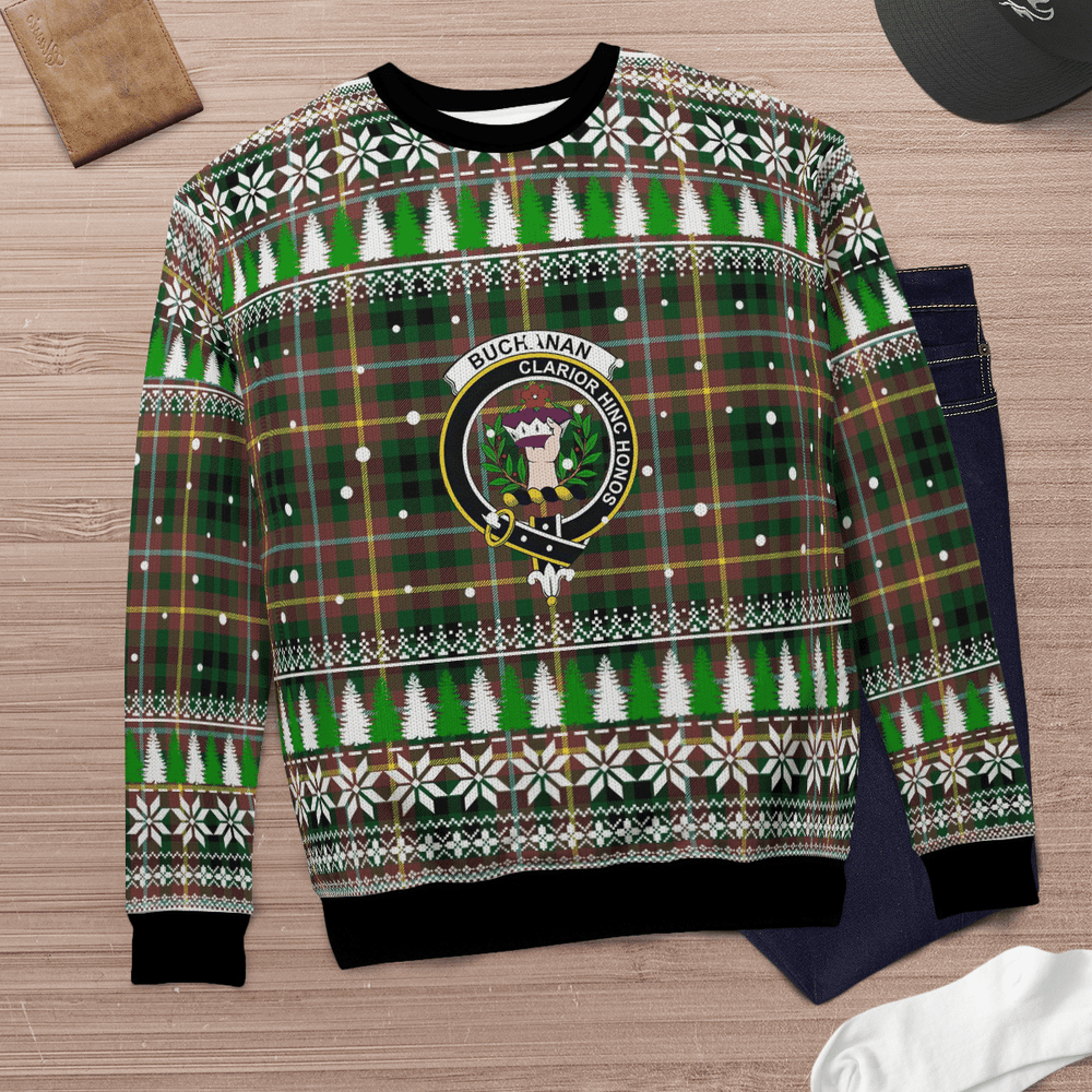 Clan Buchanan Hunting Crest Tartan Christmas Ugly Sweater RX58 Buchanan Hunting Crest Tartan Tartan Ugly Sweater   