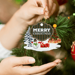 Clan Buchanan Hunting "Merry Christmas" Tartan Acrylic Ornament AX93 Buchanan Hunting Tartan Tartan Christmas   