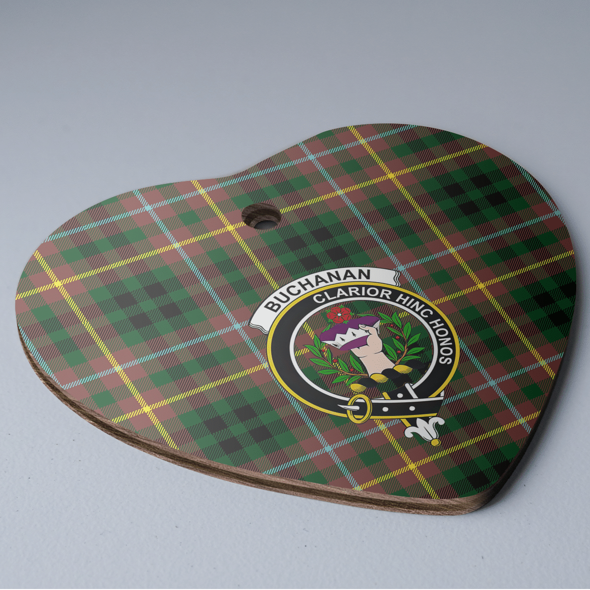 Clan Buchanan Hunting Tartan Crest Heart Ceramic Ornament UT82 Buchanan Hunting Tartan Tartan Christmas   