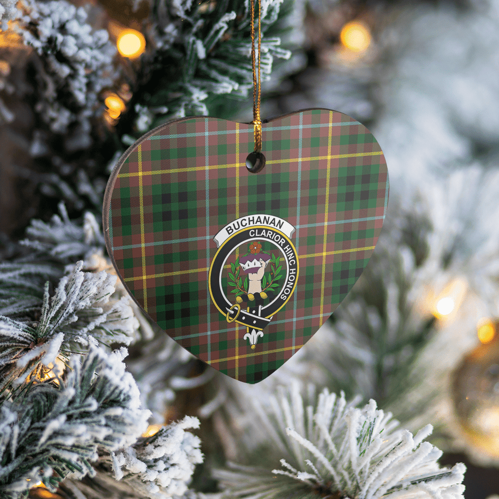 Clan Buchanan Hunting Tartan Crest Heart Ceramic Ornament UT82 Buchanan Hunting Tartan Tartan Christmas   
