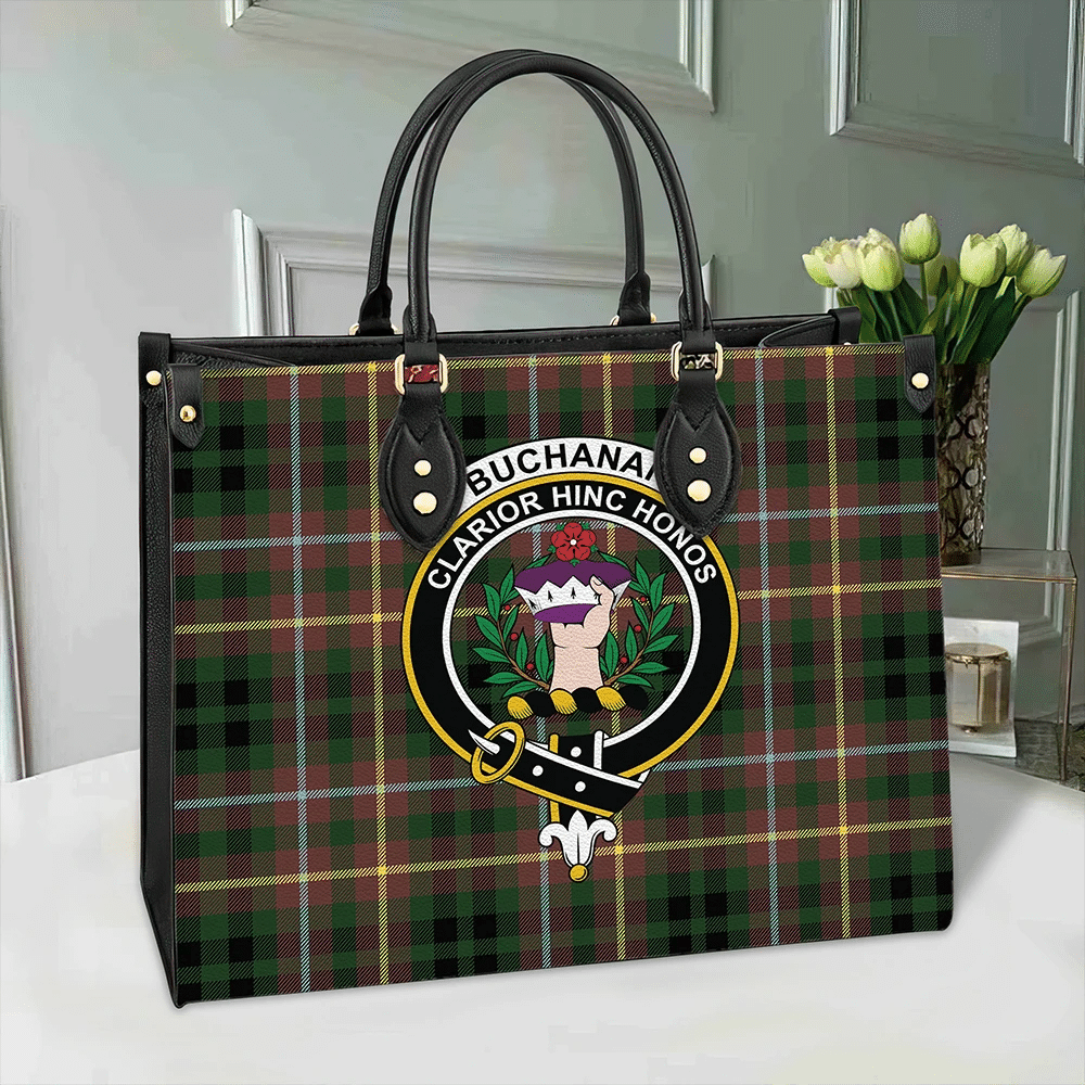Clan Buchanan Hunting Tartan Crest Leather Bag NU98 Clan Buchanan Tartan Today   