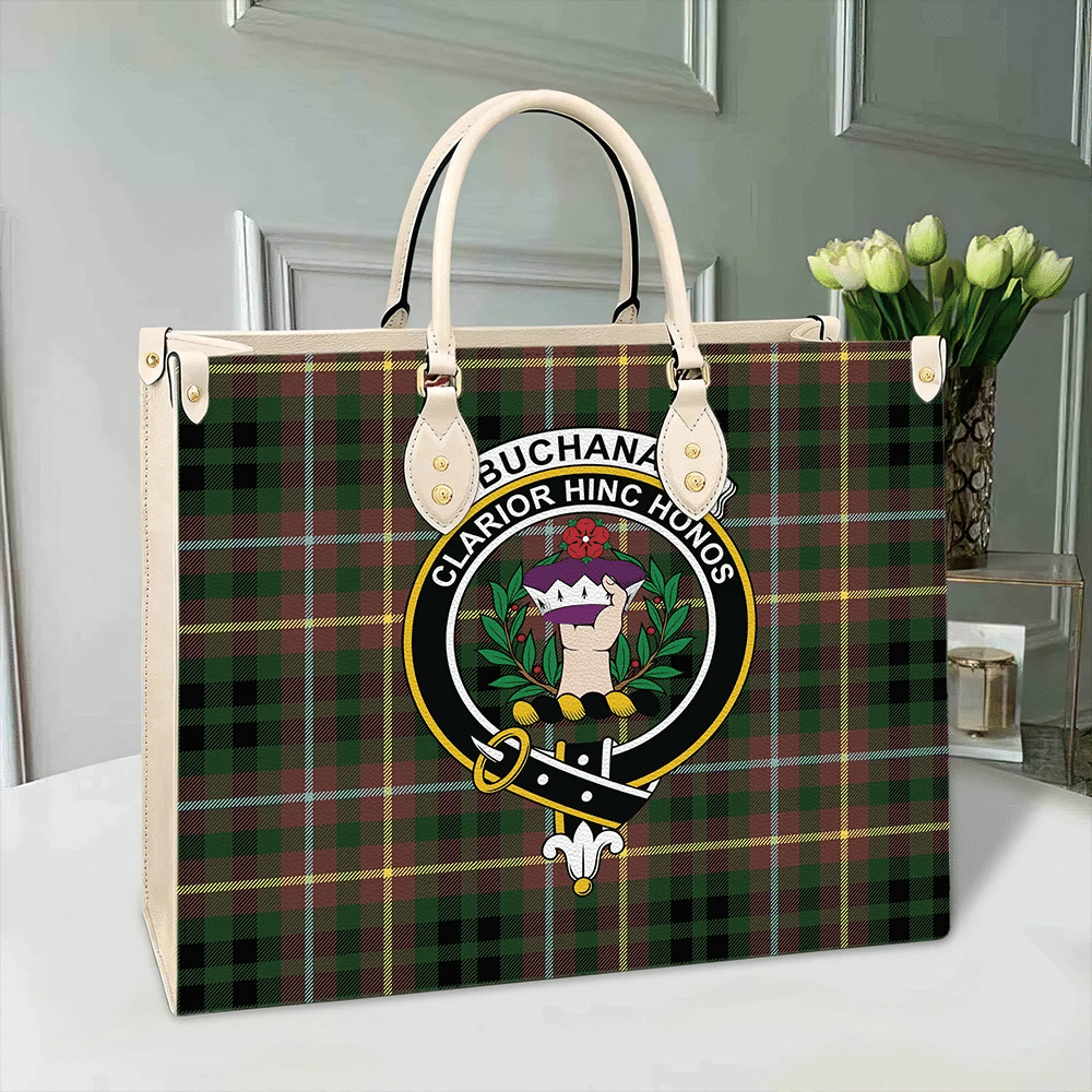 Clan Buchanan Hunting Tartan Crest Leather Bag NU98 Clan Buchanan Tartan Today   