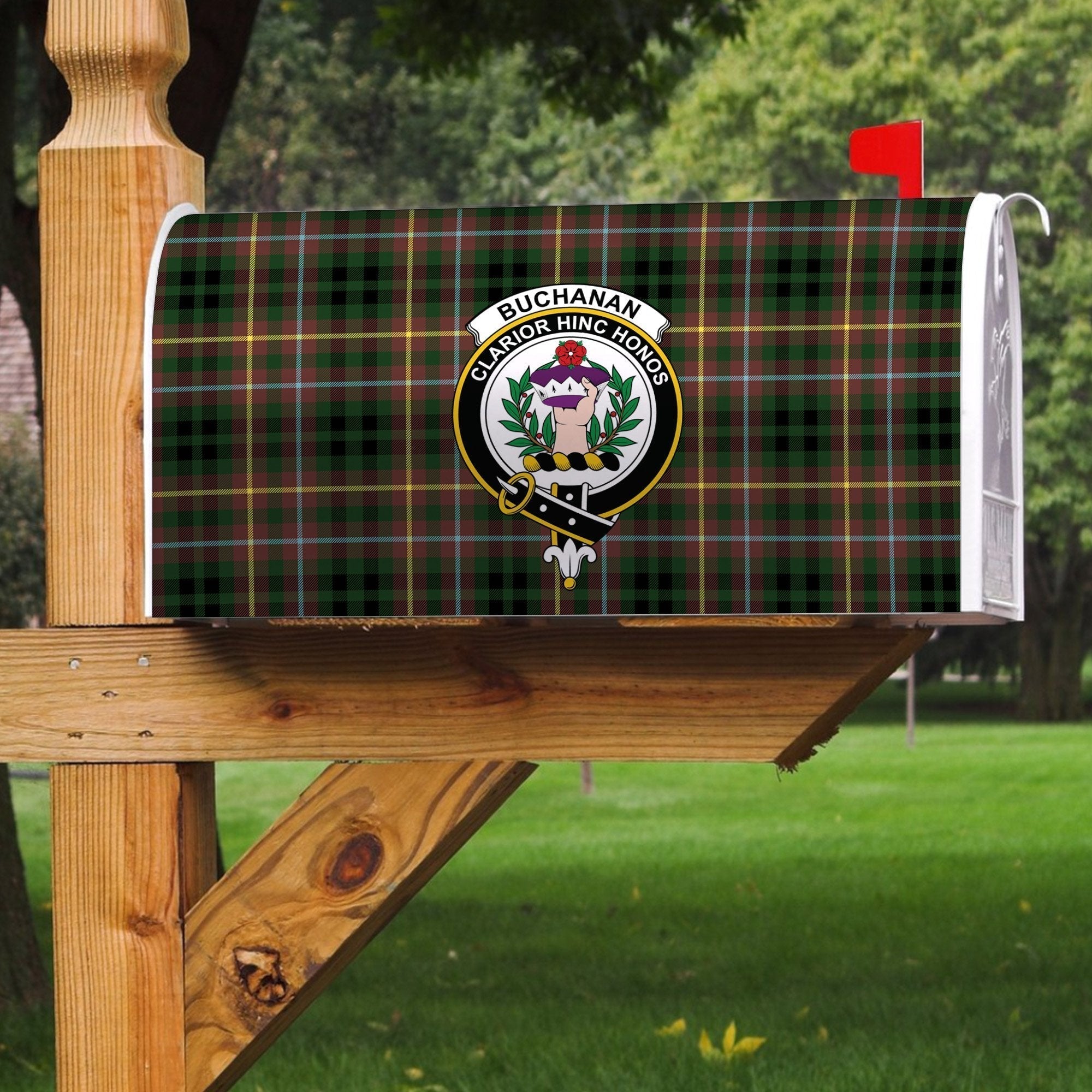 Clan Buchanan Hunting Tartan Crest Mailbox WL76 Clan Buchanan Tartan Today   