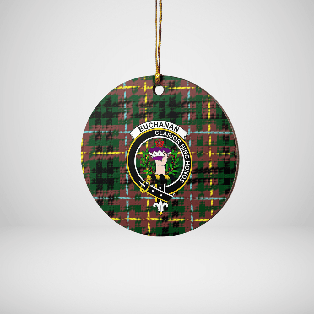 Clan Buchanan Hunting Tartan Crest Round Ceramic Ornament UI94 Buchanan Hunting Tartan Tartan Christmas   