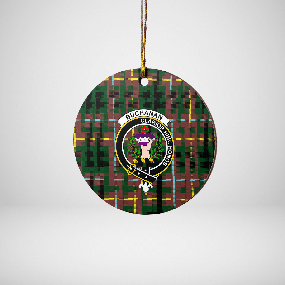 Clan Buchanan Hunting Tartan Crest Round Ceramic Ornament UI94 Buchanan Hunting Tartan Tartan Christmas   