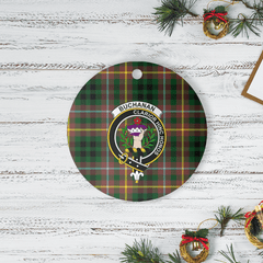 Clan Buchanan Hunting Tartan Crest Round Ceramic Ornament UI94 Buchanan Hunting Tartan Tartan Christmas   
