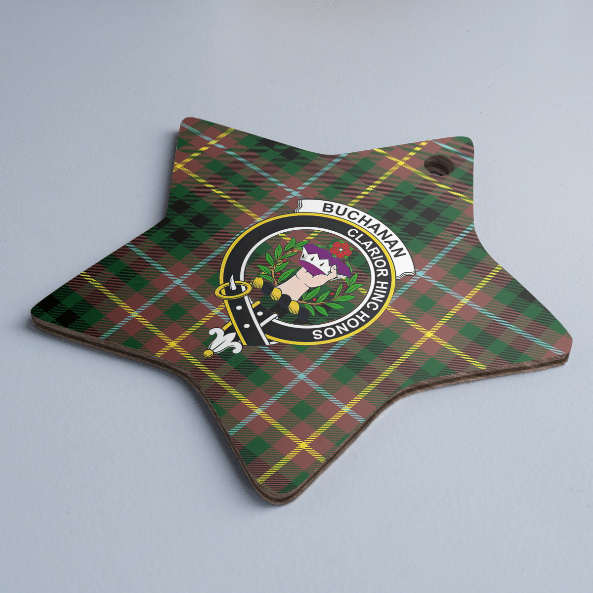 Clan Buchanan Hunting Tartan Crest Star Ceramic Ornament YO80 Buchanan Hunting Tartan Tartan Christmas   