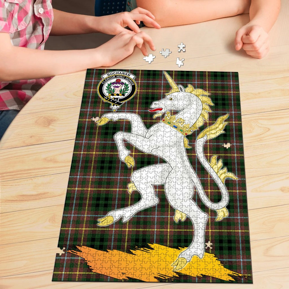 Clan Buchanan Hunting Tartan Crest Unicorn Scotland Jigsaw Puzzles Gift For Family VC66 Clan Buchanan Tartan Today   