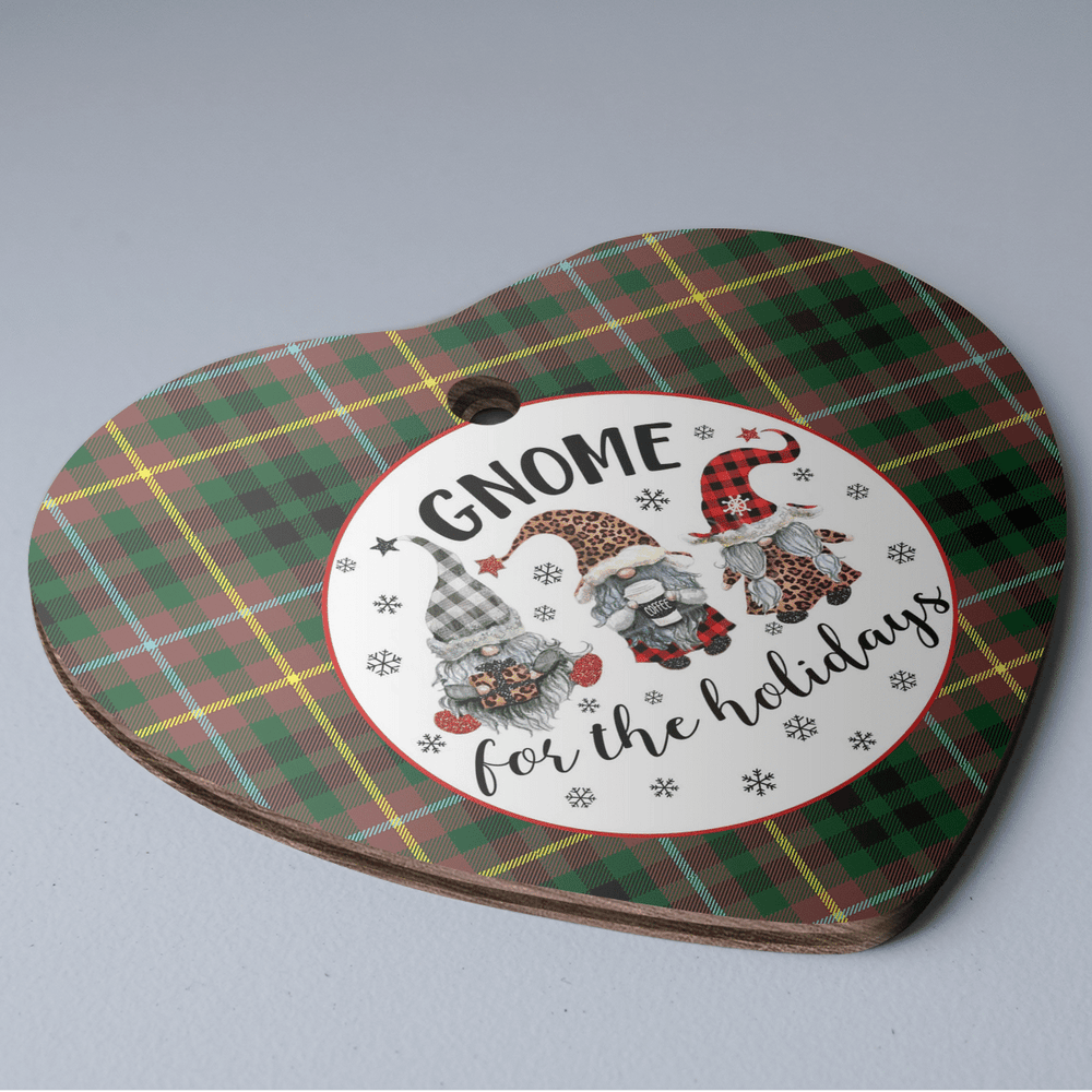 Clan Buchanan Hunting Tartan Gnome Heart Ceramic Ornament ZC27 Buchanan Hunting Tartan Gnome Tartan Christmas   