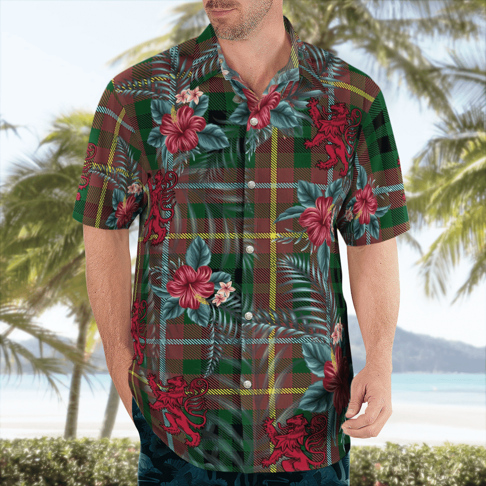 Clan Buchanan Hunting Tartan Scottish Lion Hawaiian Shirt JZ55 Buchanan Hunting Tartan Tartan Hawaii Shirt   